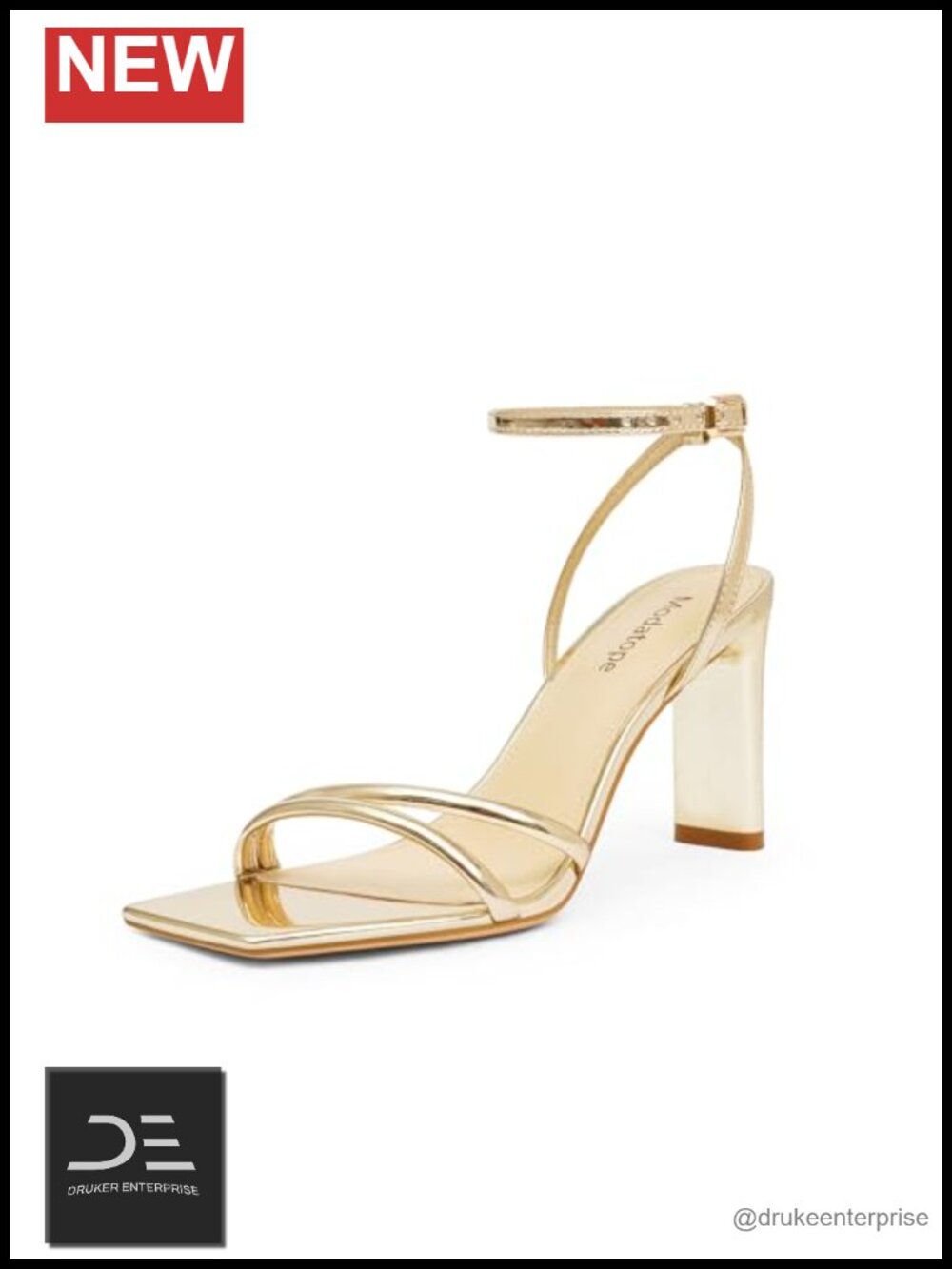 Square Toe Strappy Heeled Sandals Women's Chunky High Heel Ankle Strap